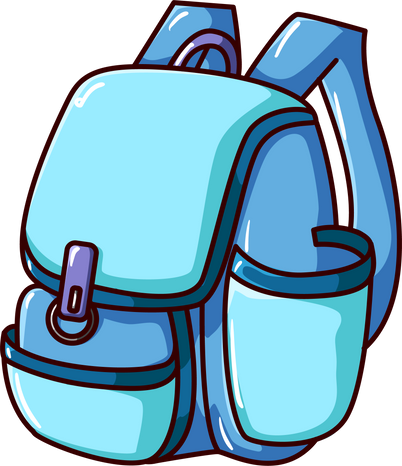 Blue School Bag Cartoon Illustration